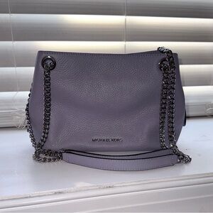 Michael Kors Lilac Leather Shoulder Bag with Gunmetal Chain